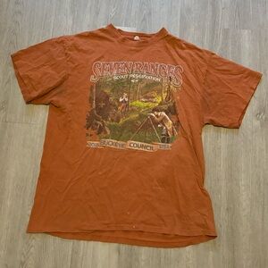 Orange Vintage Seven Rangers Mens Graphic Tee Size L